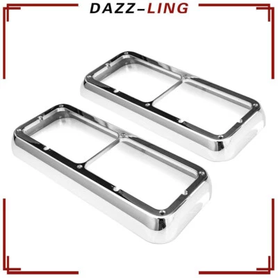 Pair Chrome Headlight Bezels For Kenworth T400 T600 T800 W900B Peterbilt 378 379 - Image 1 of 4