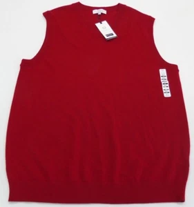 Men's TURNBURY Red Merino Wool V-Neck Sweater Vest XLT NEW NWT BIELLA - Picture 1 of 6