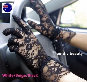 Woman Lady Party Prom Opera Bridal Fancy Costume Lace ruffle trim SHORT Gloves - Picture 1 of 17