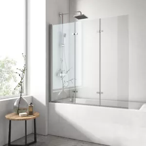 EMKE® Badewannenwand Badewannenaufsatz 3 Teilig 130x140cm Badewannen Wand 6mm - Bild 1 von 13