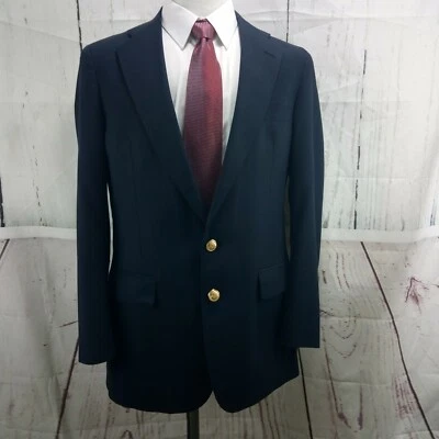 Haspel 42L 2 Gold Button Navy Blue Suit Blazer Sport Coat - Image 1 of 4