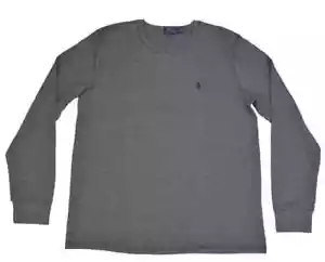 Ralph Lauren Polo cotone testurizzato Felpa girocollo Jumper Grigio maglia Top - Foto 1 di 12