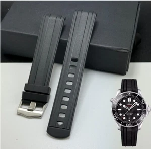 Omega Seamaster 300M cinturino orologio due pezzi gomma nera estremità curva 41mm 20mm - Foto 1 di 7