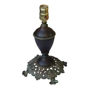 Antique Signed Bradley & Hubbard 8324 Fleur-De-Lys Brass Electrified Table Lamp - Picture 1 of 13