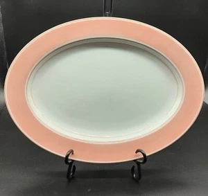 Fitz and Floyd Rondelet Pink Peach 14" x 10" Oval Serving Platter - Picture 1 of 4