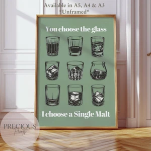 Malt Whiskey Bar Poster Druck / Lustiger Humordruck / Weinbar Küche Poster - Bild 1 von 2