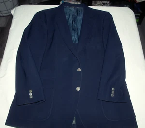 Vintage John Alexander Men's Blazer Sport Coat - Navy Blue - 44L est - 100% Wool - Picture 1 of 3