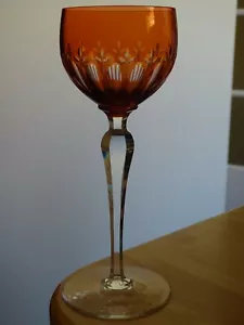 BACCARAT VERRE A VIN DU RHIN ROEMER CRISTAL COULEUR ORANGE 19,5 cm - Imagen 1 de 7