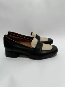 Miz Mooz Leslee Low Heel Pump Black Cream Leather Shoes Size 7 - Picture 1 of 8