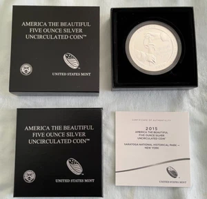 2015-P Saratoga National Park 5 oz Silver ATB with Box & COA - Picture 1 of 3