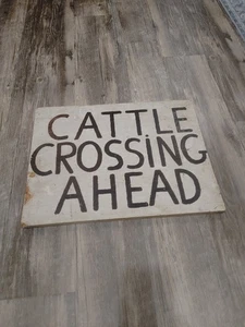 Original antikes handbemaltes Holzschild KATTLERÜBERQUERUNG VORAUS - Bild 1 von 10