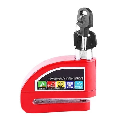 Alarma de motocicleta bloqueo de disco freno disco de seguridad bicicleta bloqueo de rueda seguridad rojo Foto 1 de 4