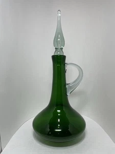 Bischoff Glas Karaffe Smaragdgrün Kristall Flammenstopfen Dschinn Flasche 15,75" - Bild 1 von 12