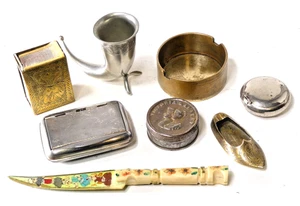 Bundle Vintage Ashtrays Vestas Snuff Tins Trench Art - Picture 1 of 24