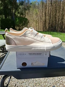 Zapatilla Mujer Lona Rosa/Dorada Metálica Crema Nueva/Caja Sin Cordones Espuma con Memoria 9 - Imagen 1 de 16