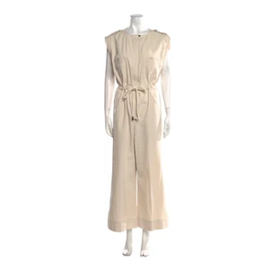 Tuta G Label by Goop Huntington Utility donna 0 panna cotone lino gamba larga - Foto 1 di 13