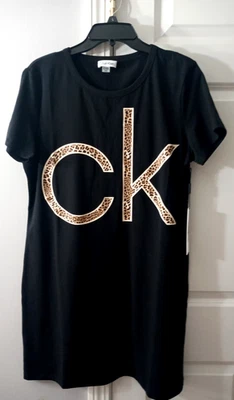 Camisa/camisón para dormir Calvin Klein para mujer con estampado de logotipo de leopardo talla grande nuevo con etiquetas Foto 1 de 4