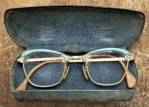 Vtg American Optical AO Blue Eyeglasses 43 20 5 1/2 12K Gold Filled Rx 🤓 - Picture 1 of 7