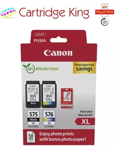 Canon PG-575XL / CL-576XL High Yield Genuine Inks with paper for PIXMA TS4751i - Picture 1 of 4