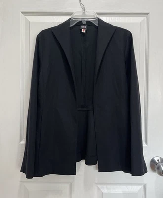 Blazer EILEEN FISHER Negro Seda Algodón Frente Abierto Mujer Pequeño Sin Estructura Foto 1 de 4