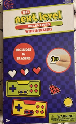 Next Level Video Game Theme Valentine's Day Cards w/ Erasers 16 Count A018 - Image 1 of 2