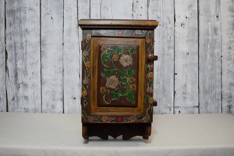 Antique Wooden Cabinet - Rustic Wood Wall Cabinet - Vintage Style Hanging Locker Cover