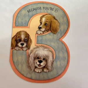 Tarjeta de cumpleaños vintage de 3 años - Imagen 1 de 7