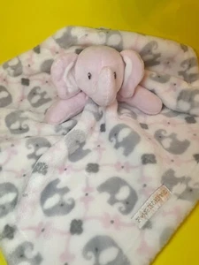 Blankets & Beyond Elephant Lovey Pink Gray White 14” Plush Baby Security Blanket - Picture 1 of 8