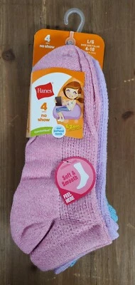 Hanes 4pk No-Show Socks Solid Colors - Pink - Purple - Small & Large Super Soft - Image 1 of 4