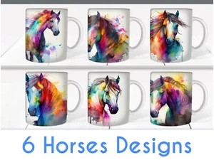 Preciosa taza de café/té para oficina caballo arco iris 11 oz regalo perfecto para amantes de los caballos - Imagen 1 de 8