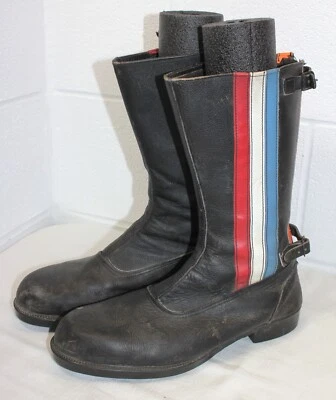Botas de Motocicleta Ashman Top Gear De Colección Cuero Negro Cremallera Trasera Completa 9.5 Rayas Foto 1 de 4