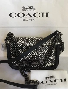 Bolso de hombro negro tiza COACH 59493 cuero piel de serpiente swagger 20 nuevo con etiquetas - Imagen 1 de 10