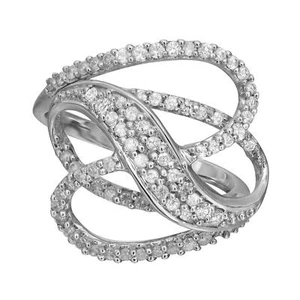 0.85Cttw Prong Set Round Cut Diamond Ladies Cocktail Ring 14K White Gold Size 6 - Picture 1 of 5