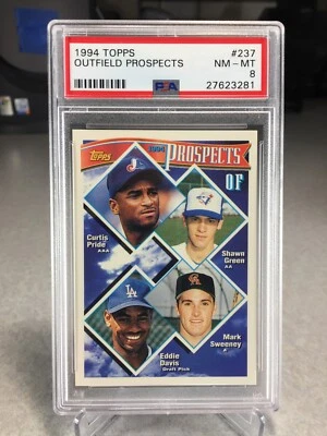 1994 Topps Curtis Pride Shawn Green Eddie Davis Mark Sweeney Rookie #237 - PSA 8 - Image 1 of 2