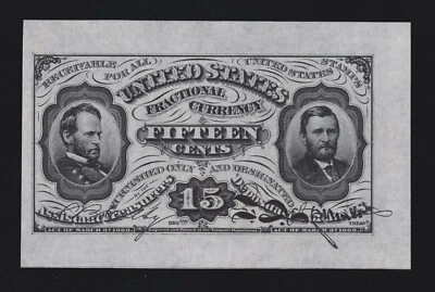 US 15c Fractional Currency Specimen Grant & Sherman spnwmf FR 1272sp Ch CU -005 - Image 1 of 2