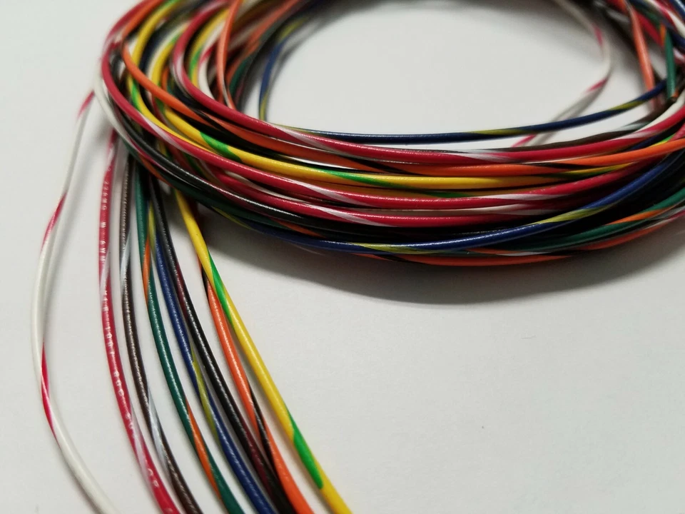 ACDC WIRE AND SUPPLY 22 AWG Gauge Stranded Hook Up Wire Kit 5 ft Ea 8 Color w/ stripe UL1007 300 Volt
