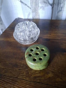 2 ranas flores vintage, cerámica antigua y rana de vidrio marcada hecha en Francia - Imagen 1 de 11