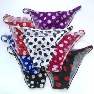 K377 P Herren Schnur Bikinishirte schmale Taille bedruckt Jersey weiße Punkte Farben - Bild 1 von 17
