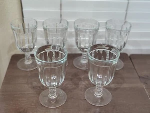 6 - VINTAGE Durand Goblets 14 oz. KAVYA Cristal D'arques Clear Panels Ball Stem - Picture 1 of 4