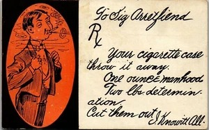 Cartolina d'epoca cartone animato umorismo fumetto RX per tabacco sigarette utenti 1907 - Foto 1 di 4