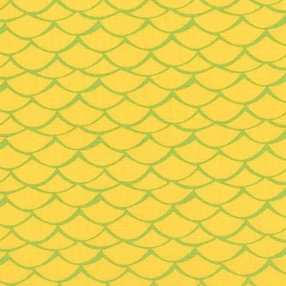 Flamingo Paradise Scallops Yellow 100% Cotton Fabric by The Yard - Image 1 of 1
