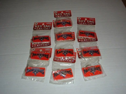 FLORIDA PANTHERS OLD LOGO  LOT OF 12 1 1/4" X 2 1/4" PLASTIC KEY TAGS NEW NHL Cover