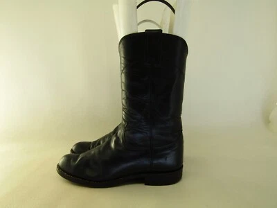 Justin Womens Size 5.5 B Roper Black Leather Cowboy Western Boots - Image 1 of 4