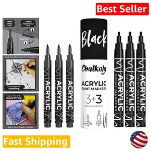 Black Paint Pen Set - Extra Fine Point & Medium Tip - Permanent Marker Ink fo... - Picture 1 of 9