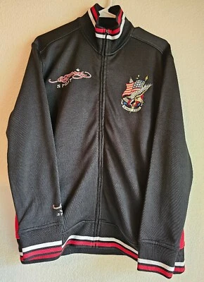 Chaqueta deportiva Ed Hardy Audigier patriótica 'Born Free' Eagle negra mediana Foto 1 de 4