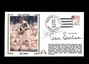 Bob Boone Don Sutton JSA Signed 1986 300 Wins FIrst Day Cover FDC Cache Auto - Picture 1 of 2
