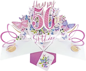 Tarjeta de 50 cumpleaños 3D emergente tarjeta de regalo mujer hermana esposa amigo - Imagen 1 de 2