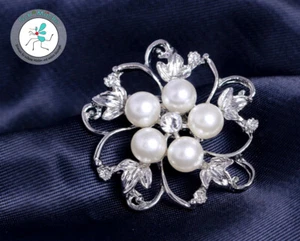 Brosche Blume Koreanisch Schneeflocke Advent Vintage Glücksbringer Geschenkidee - Bild 1 von 1