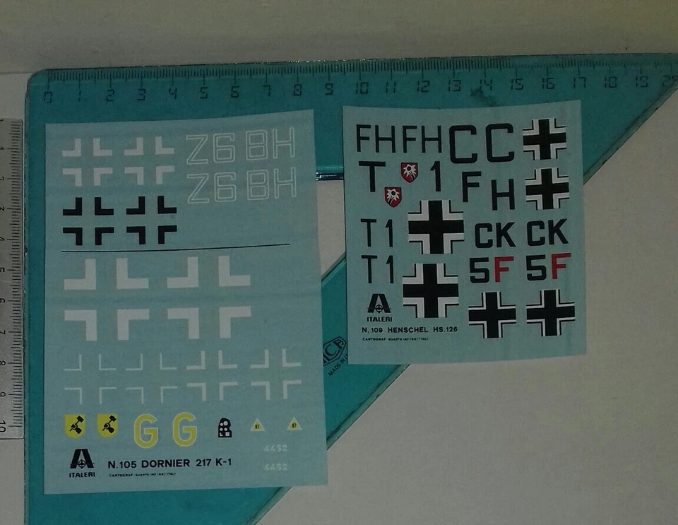 DORNIER 217 K1 KIT 105 ITALERI , HENSCHEL HS 126 KIT 109 ITALERI    DECAL 1/72 - Immagine 1 di 1