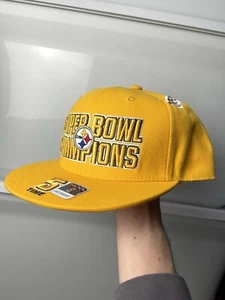 Pittsburgh Steelers 5 Time Superbowl Champion Yellow Fitted Hat Sz 8 Vintage NWT - Picture 1 of 11